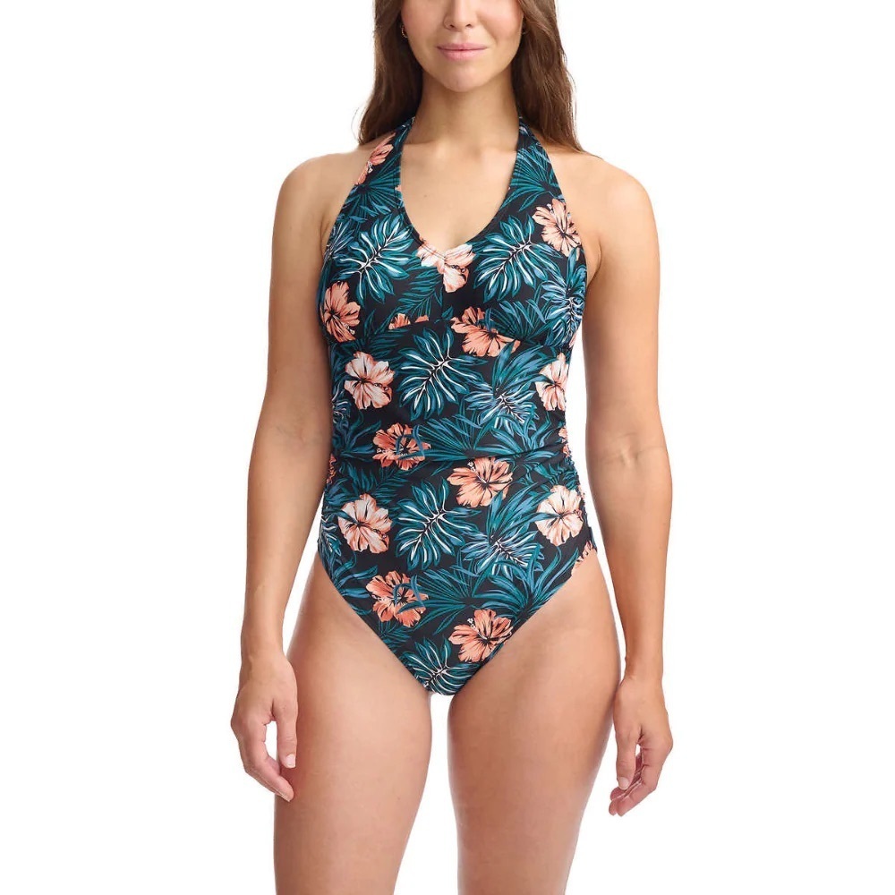 Lole Teal and Coral Floral One-Piece Swimsuit